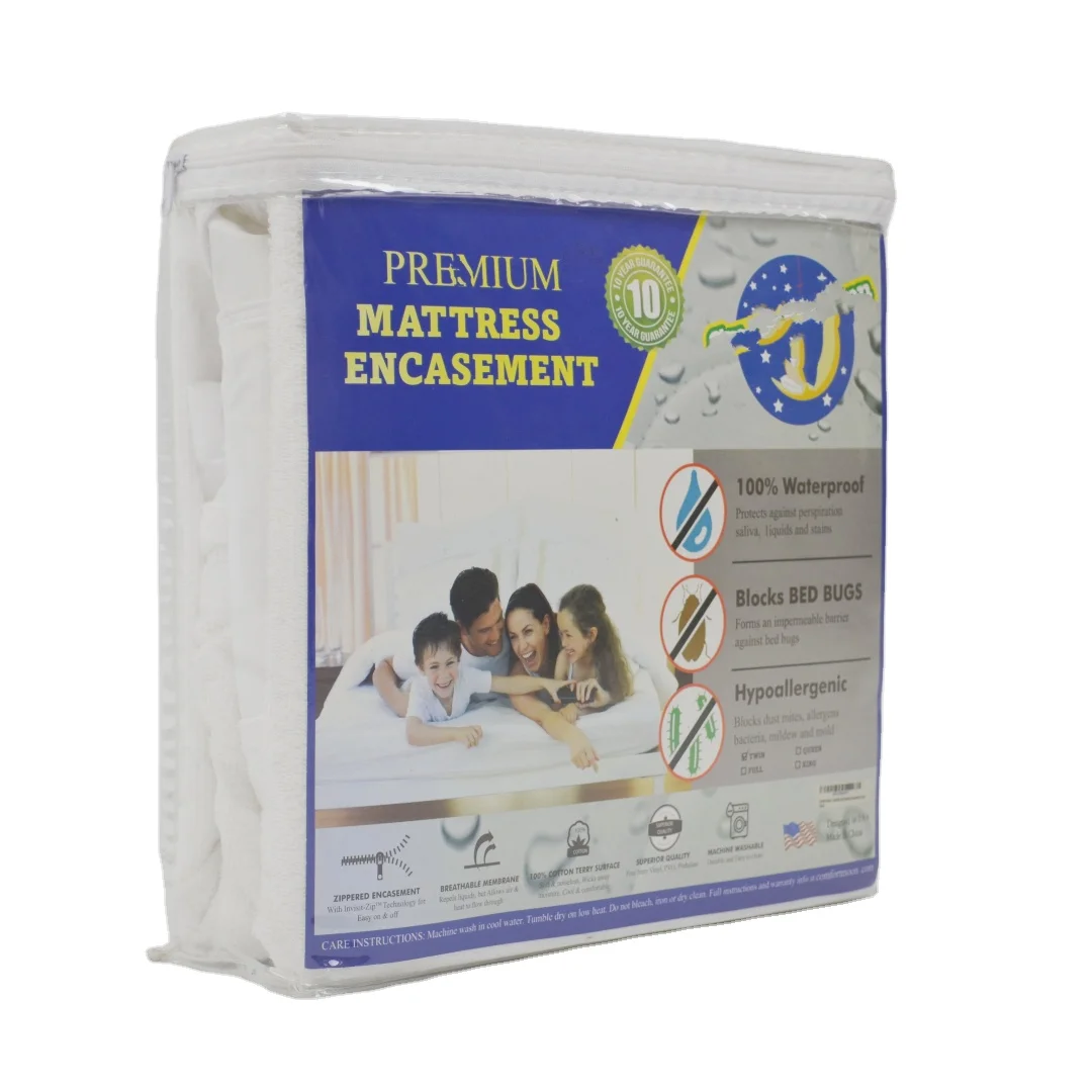 Hypoallergenic Anti-Dustmite Jacquard Fabric Waterproof Hotel Bed Bug Mattress Cover Mattress Topper Protector