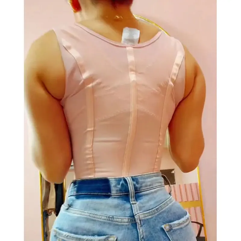 Pink Fajas Vest Fajas Colombians Girdles With Row Buckle and Zipper Postpartum Corset Waist Trainer Body Shaper For Women Sexy