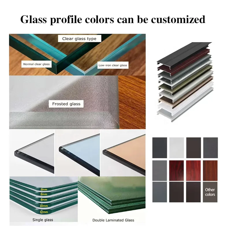 JBDhome European Frameless Balcony Aluminum Alloy Double Folding Window Sliding Vertical Glass Folding Aluminum Window