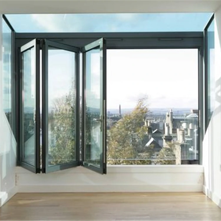 Wholesale Black Aluminum Frame Accordion Glass Folding Windows