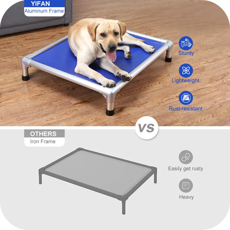 Camping Travel Summer Cooling Durable Aluminum Frame Dog Bed Breathable and Washable Fabric Nest Cooling Elevated Dogs Bed
