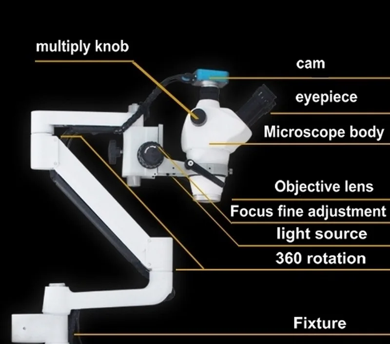 Dental chair mounted long arm 2.5-25 X microscope dental endodontic dental microscope