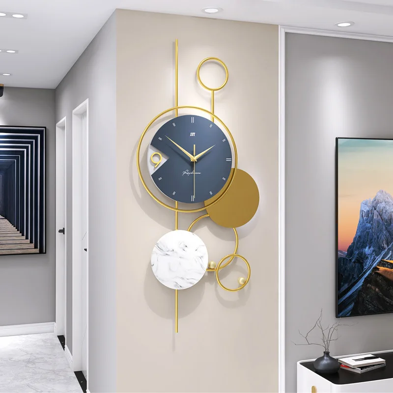 2021 new product metal gold leaf luxury decorative wall clock for living room
