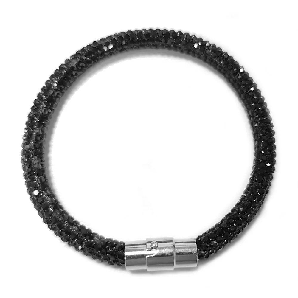 6mm Magnetic Metal End Tips Caps Rhinestone Rope Leather Bracelet Clasp Necklace Connectors Diy Jewelry Accessories