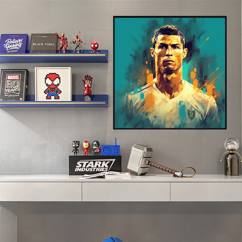 Crystal Porcelain Painting Picture Wall Poster Football Star Ronaldo Print Painting Soccer Star Living Room Decoration
