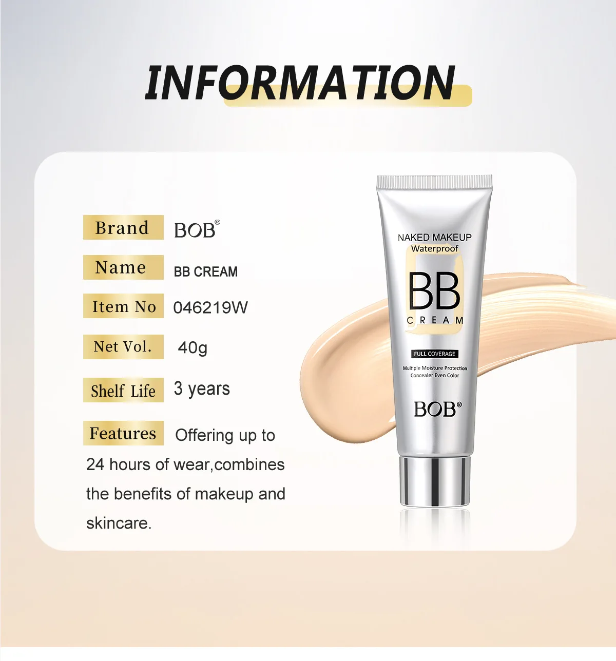 China Matte BB cream Liquid Foundation Base Original Private Label BB CC Creams Face Makeup Whitening Moisturizing Facial Cream