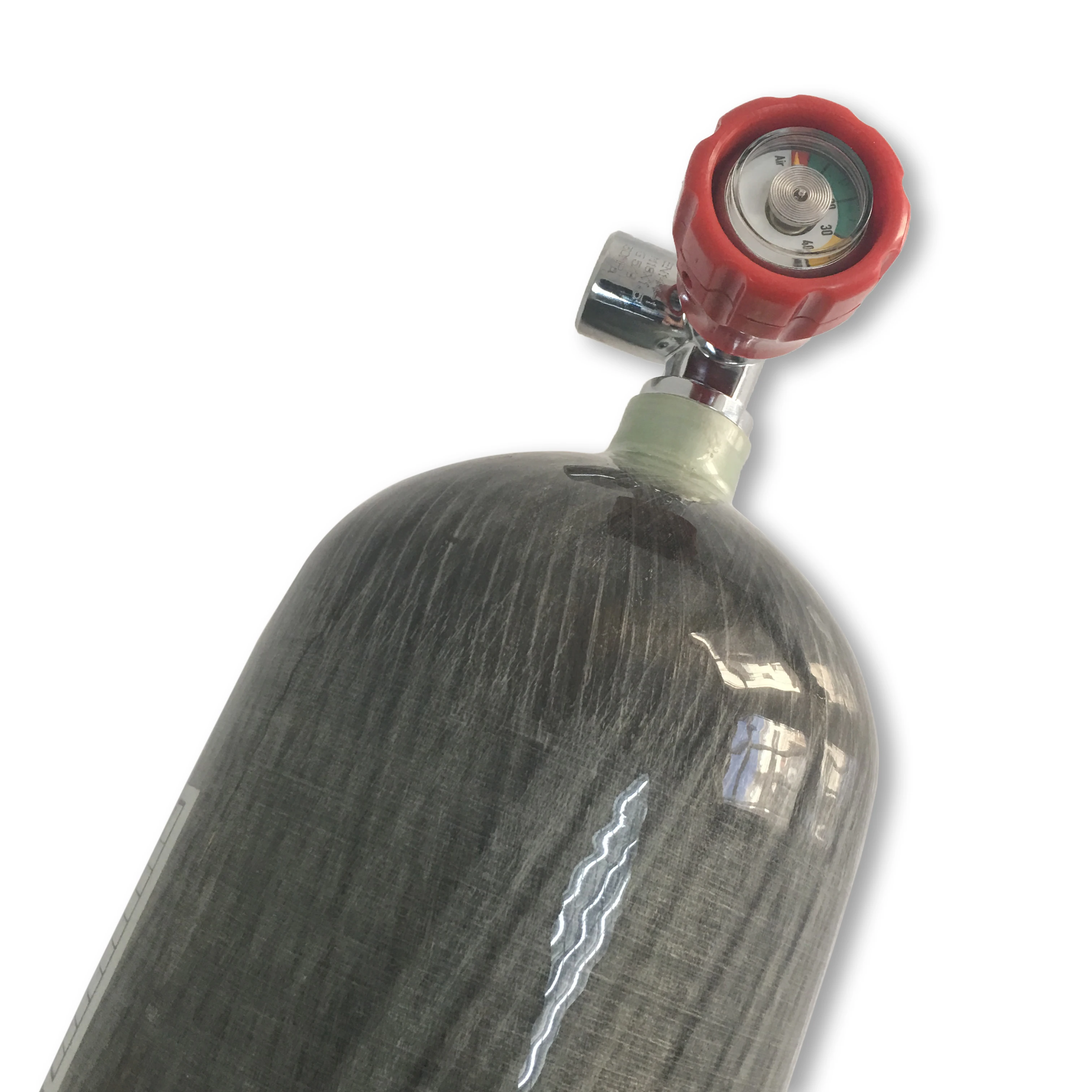 6.8L Carbon Fiber Composite Empty Gas Cylinder with Red Gauge Valve