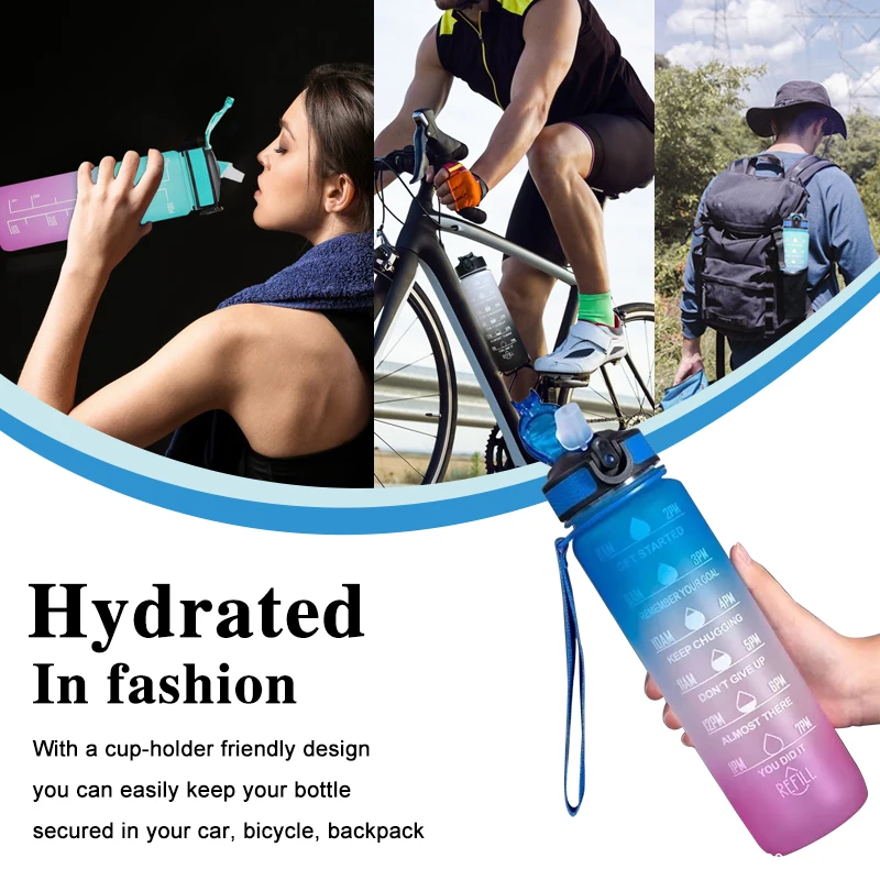 1 Gallon 32 Oz Bpa Free Plastic Fitness Sports Gym Frosted Sublimation Motivational Drinking Water Bottle With Time Marker