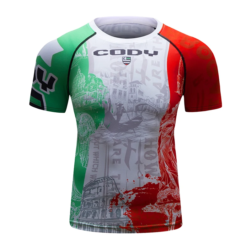 Cody Lundin 3d Printing Sublimation T Shirt Muscular Compression BJJ Jiu Jitsu Training dye 4-way stretch Surf Rash Guard