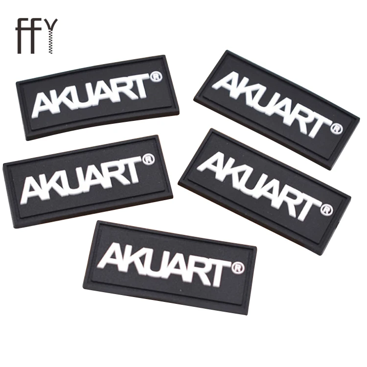 Custom Black Cloth Label Clothing Shoes Hats And Bags Cloth Rubber Labels For Clothing