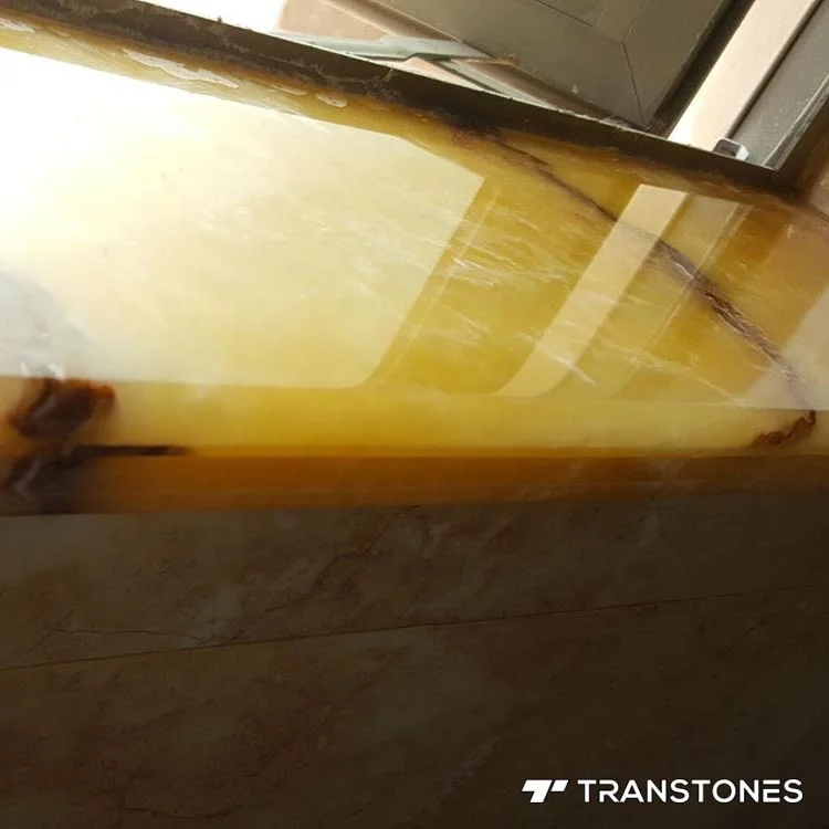Customizable Decoration Material 6-30mm Yellow Onyx Marble Sheet Artificial Tile For Feature Wall