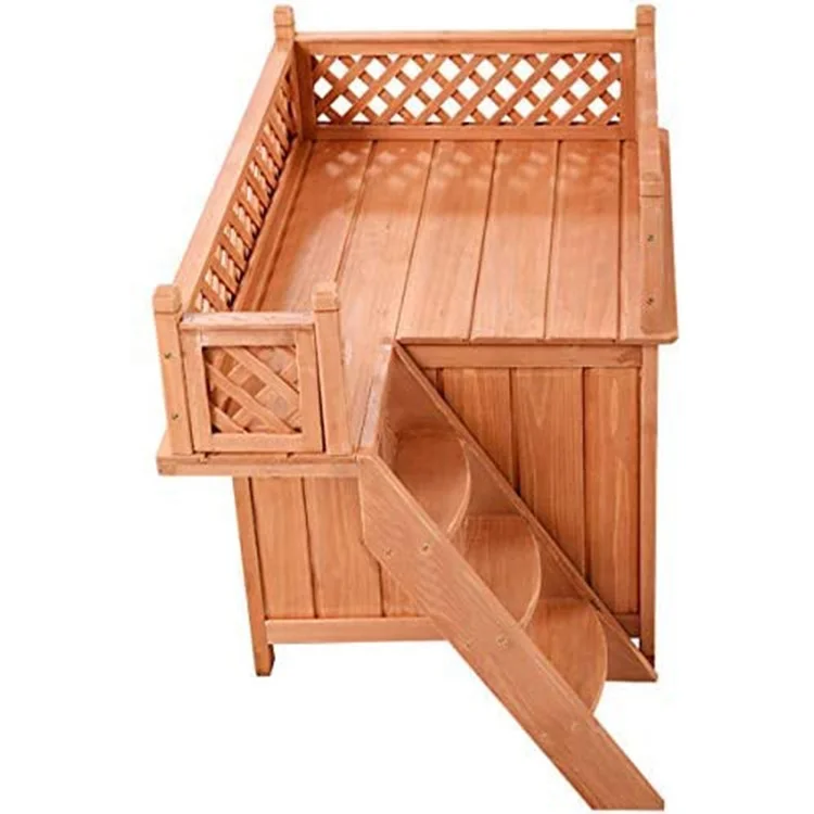 
2021Fashion Detachable Wood Dog Play And Sleeping Pet Cat House Outdoor With Balcony 