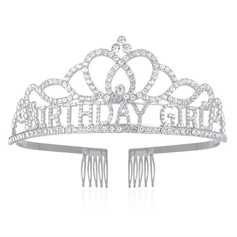 New Silver Birthday Princess  Tiara Crystal Crown Birthday Girl  Party Favors Birthday Party Decorations