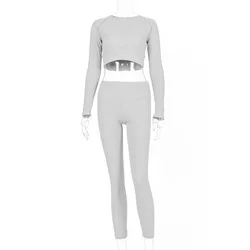 Seamless Activewear Gym Seamless Ribbed Yoga Set Women Long Sleeve Workout Sets Sport Suit