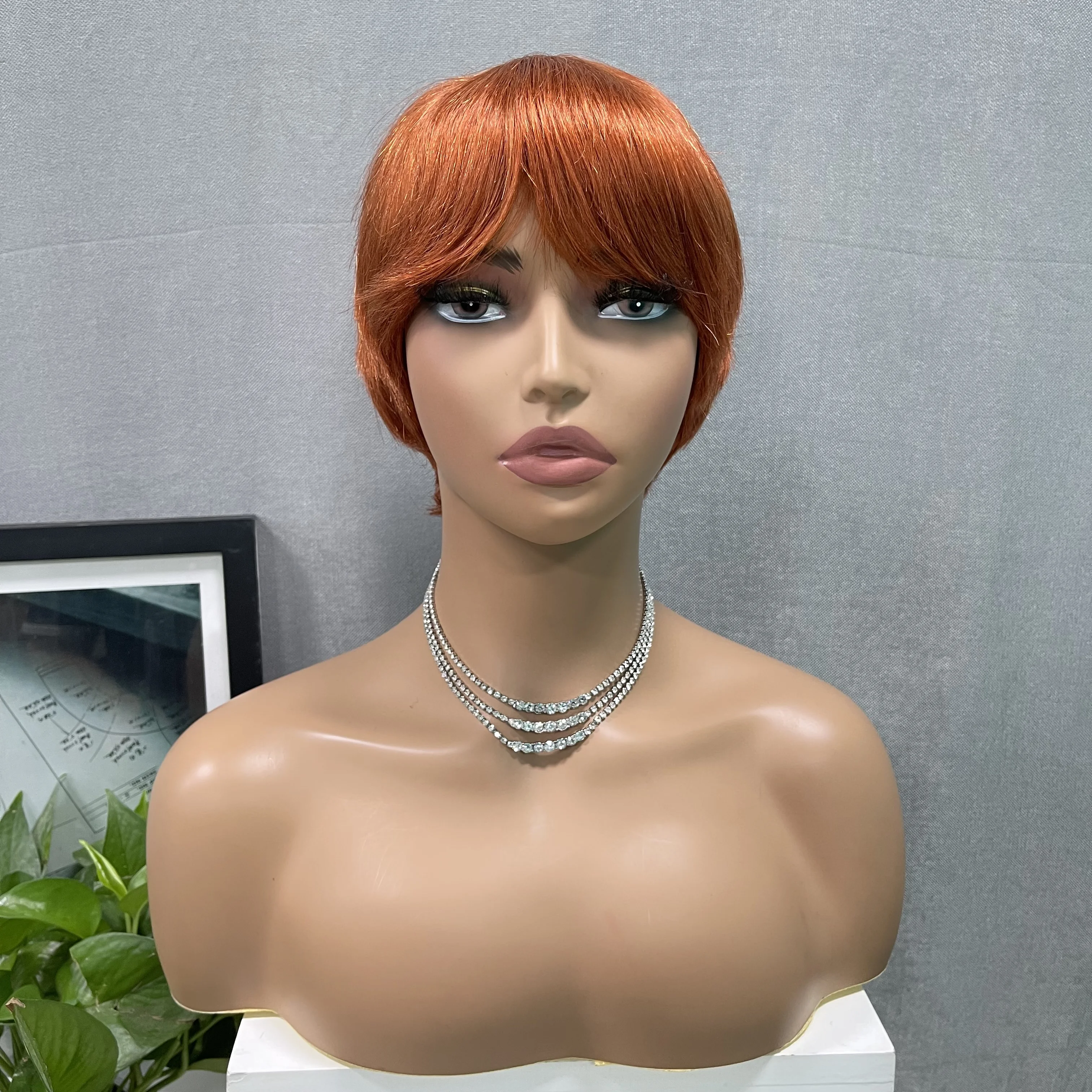 Pixie Cut прямые перрюк бресиллиен для черных женщин машинка парики с челкой дешевые бесклеевые короткие человеческие