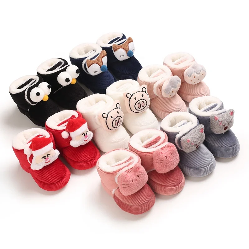 New Arrival Soft Fashion Warm Cotton Fabric Cute Cartoon 0-2 years Baby Girl Booties Baby Boots