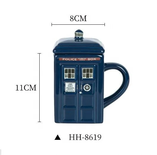 Creative retro British police booth mug ceramic mug telephone booth ceramic mug with lid novelty mark Co mugffee