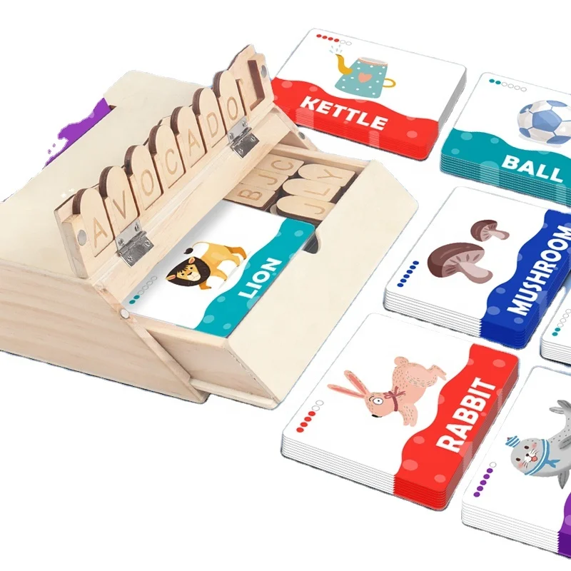 Children early education advanced English alphabet spelling word magic box game card spelling matching puzzle puzzle board