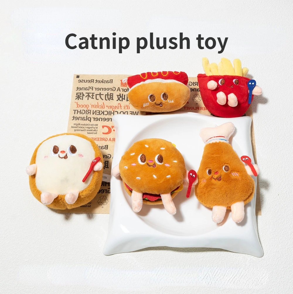 Dog Cat Catnip Molar Hamburger Chicken Leg Cute Pet Bite Toy Kitten Bite-Resistant Toys Pet Toy