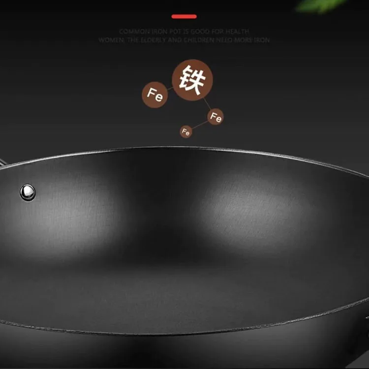 High Quality Frying Household With Glass Cover Home-use Cookware Quantum Iron Wok