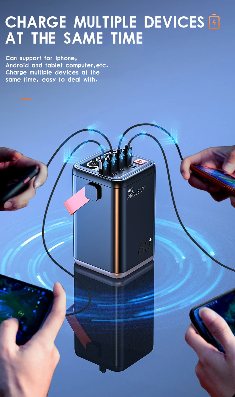 Hot selling wholesale power bank mobile charger led digital display high capacity power supply for phone
