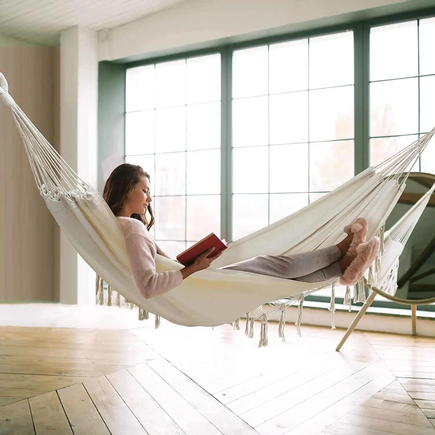 Hot Sale Costom Cheap Comfortable Easy Outdoor Beds Camping Canvas Travel Cotton  Hiking Garden Swing Hammock