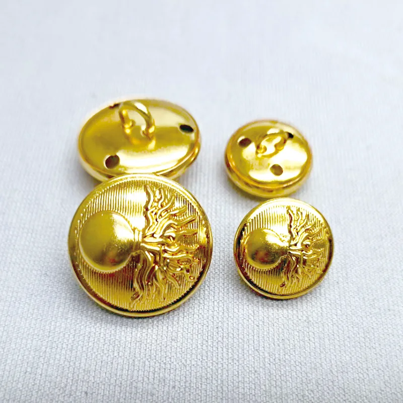 Customized clothing with gold silver metal copper buttons