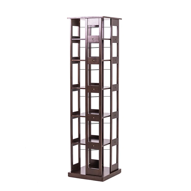 Chinese Manufacturer New Design Study Room Storage Combined Wood Rotating Bookshelf