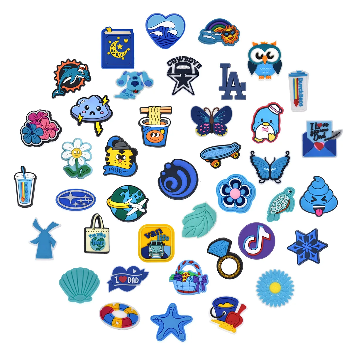 Blue Ocean Series Shoes Clog charms Cute Soft rubbery shoe charms DIY decorative creative shoe accessories