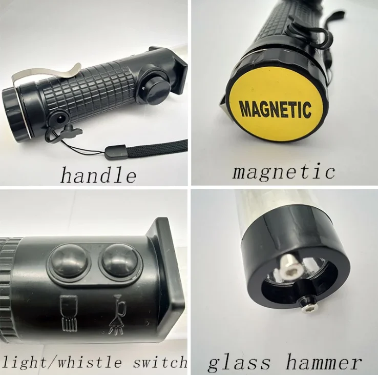 Multifunctional 28cm outdoor Emergency SOS whistle Traffic security command wand signal safety Baton with magnetic and top light