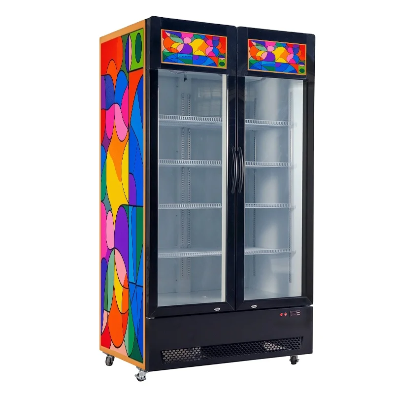 APEX Vertical Upright drink beverage Freezer beverage refrigerator Glass door commercial refrigeration equipment