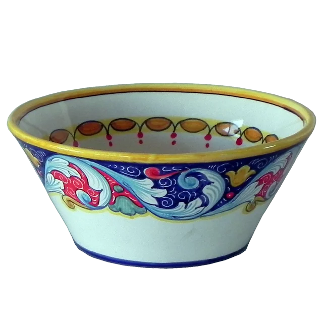 20CM / 7.8IN CERAMIC ROUND BOWL WITH RENAISSANCE DESIGN HANDMADE IN ITALY BOLO CON DISEGNO RINASCIMENTO 20CM HANDMADE IN ITALY
