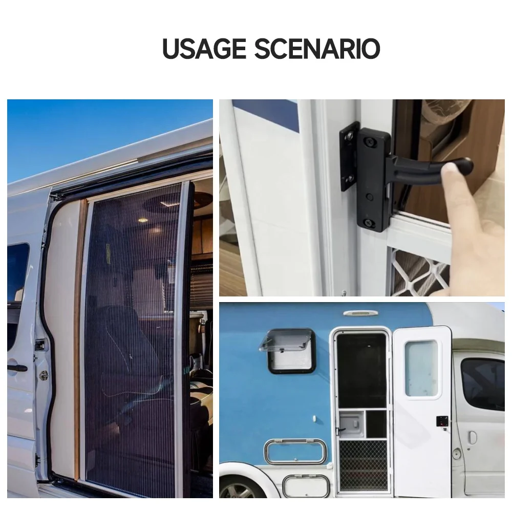 Black RV Door Window Lock Aluminium Alloy Right or Left  Hand RV Screen Door Latch Replacement For Camper/Trailer