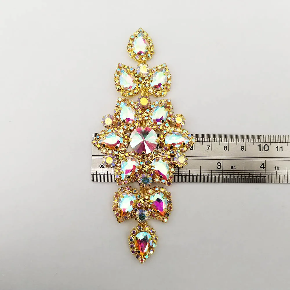 Wholesale rhinestone applique embroidery pearl bridal sash crystal jewelry wedding appliques MYGAP002-1