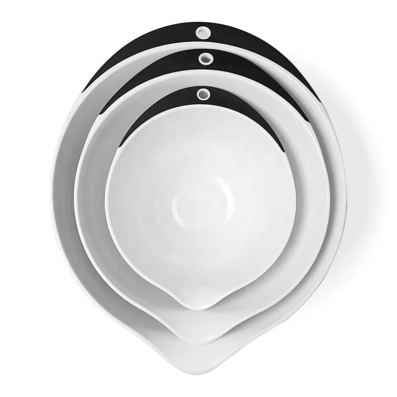 
Hot Selling Nesting Design 3 Pieces Kitchen Plastic Salad Mixing Bowl Set with Soft Grip 