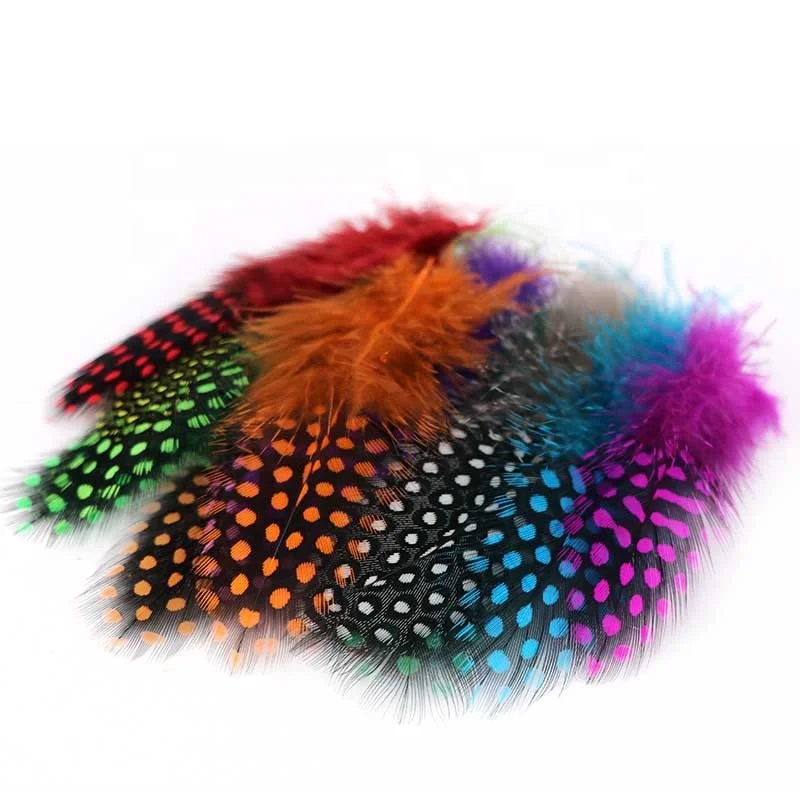 6-12cm Wholesale Dyed Multi-Color Plumas feather Dotted Guinea Fowl Pearl Feathers for crafts Decoration Accessories