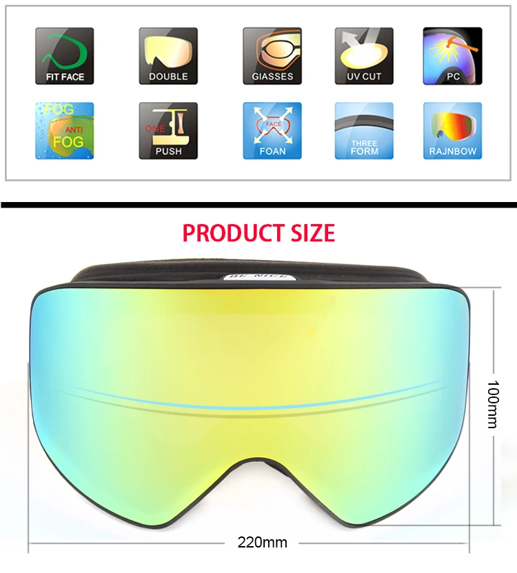 OEM ski snow goggles factory cheap designer ski goggles safe googles for fun skiing