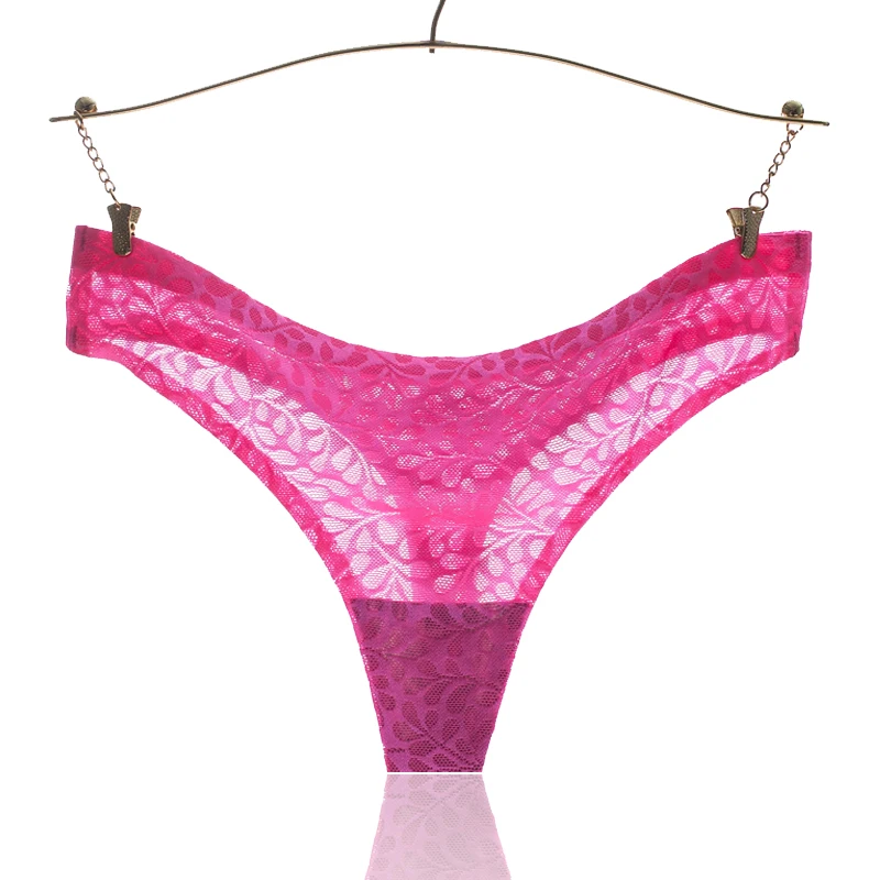 Lace Cotton T-Back Panties Breathable Seamless Floral Sexy Thong Lady Open Thong Panty