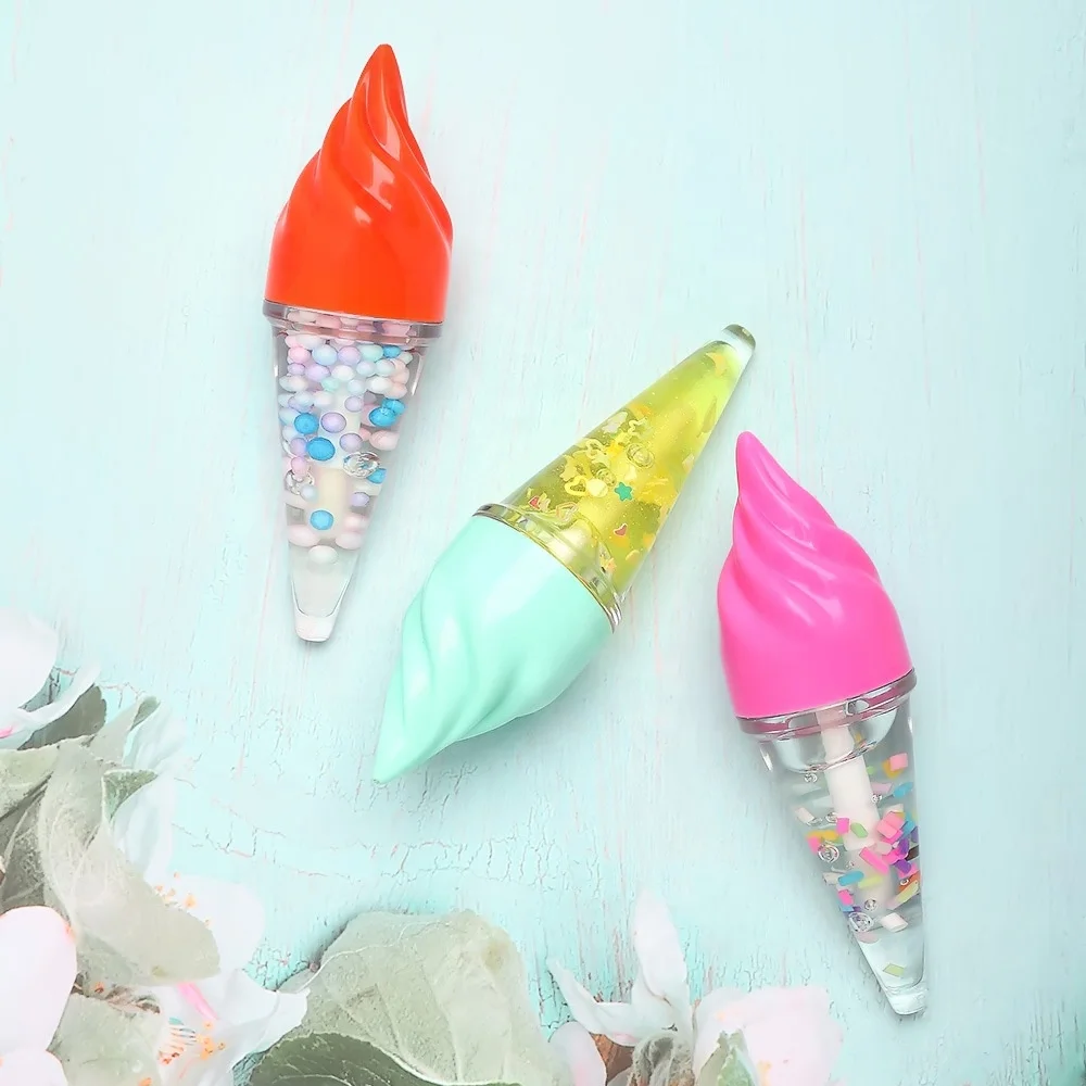 Plump Nourishing Lip Oil Candy Filler Lip Gloss Ice Cream Shape Lip Oil Clear Neutral Makeup Supply Customized Wholesale