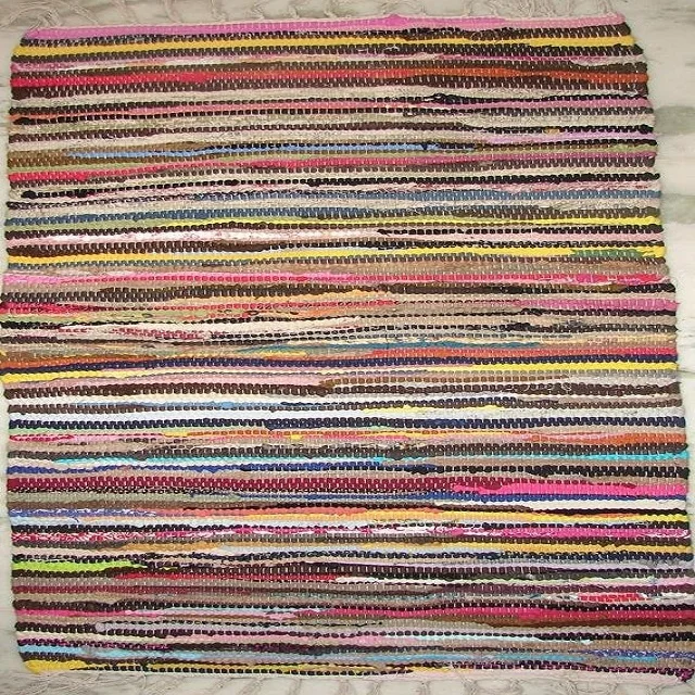 Indian Cotton Chindi Rag Rug Vintage Hand Woven Home Hotel Outdoor Custom Adults Fabric Floor Assorted Hand Loom 10F