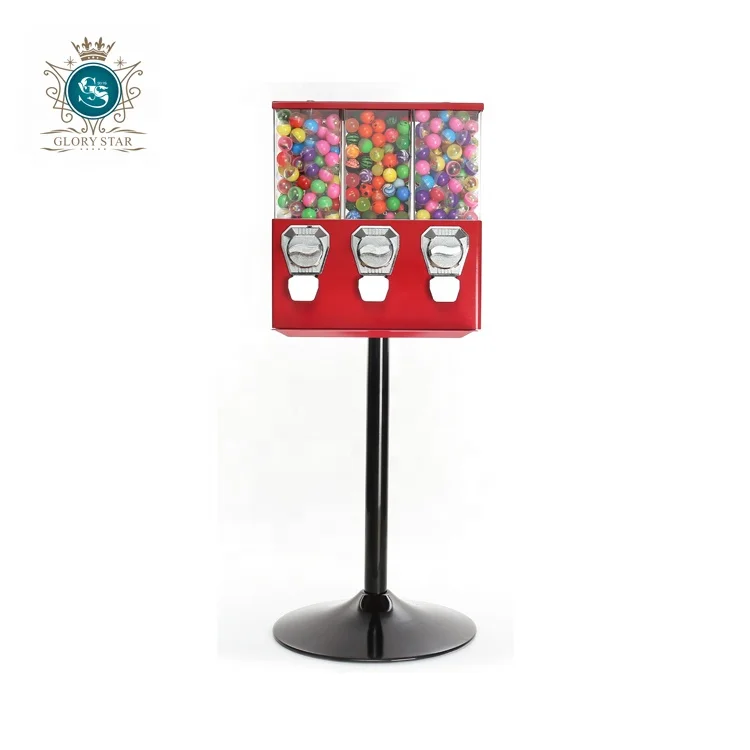Automatic Square Gift/Candy/Gumball/Capsule Vending Machine/New Business Ideas Triple Head Toy Vending Machine