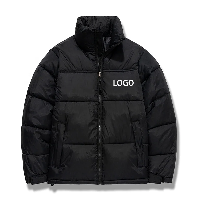 Winter custom logo unisex padding cotton polyester goose down puffer jacket for men