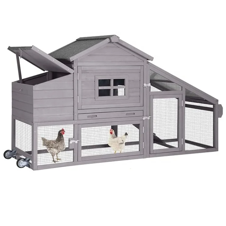Outdoor Customization Size Wood Animal Pet Houses Cages Large Wooden Chicken House Coop With Wheels Manufacturer