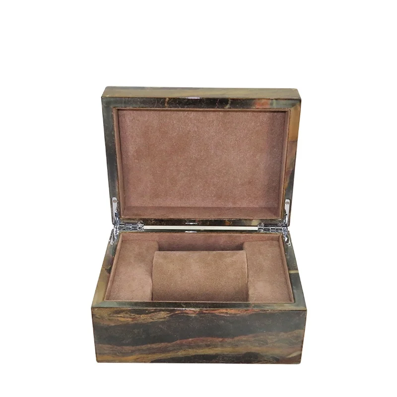 Деревянные коробки для часов с мраморным дизайном и застежкой-кнопкой