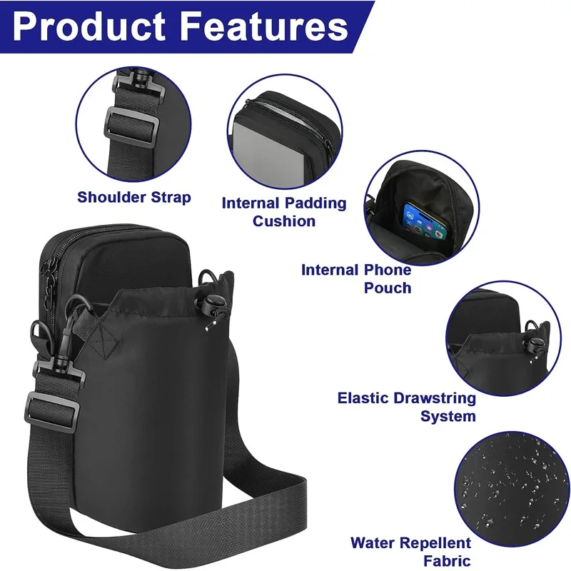 Custom High Quality Non-slip Gym Fitness Magnetic Water Bottle Carrier Bag with Phone Pocket