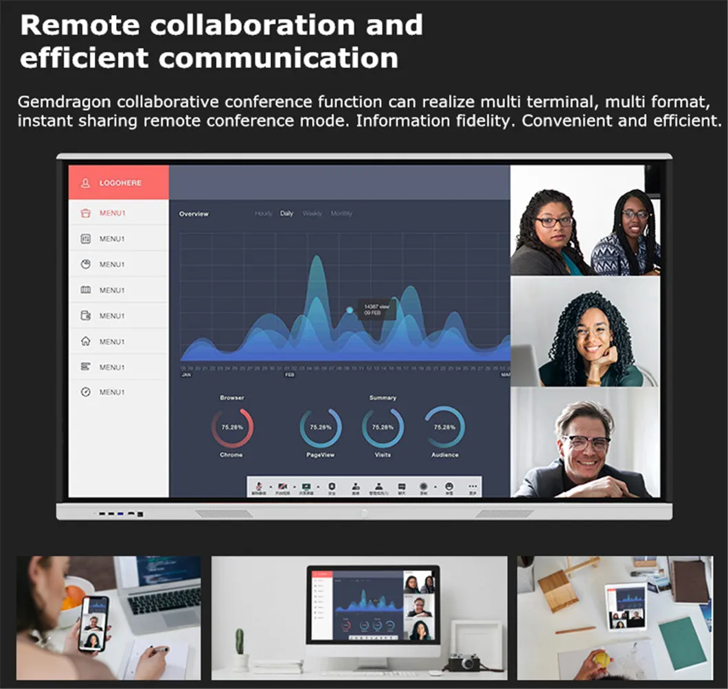 55/65/75/86/98/110 Inch LCD Panel Interactive Whiteboard Touch Screen Smart Whiteboard Interactive Display Digital Blackboard
