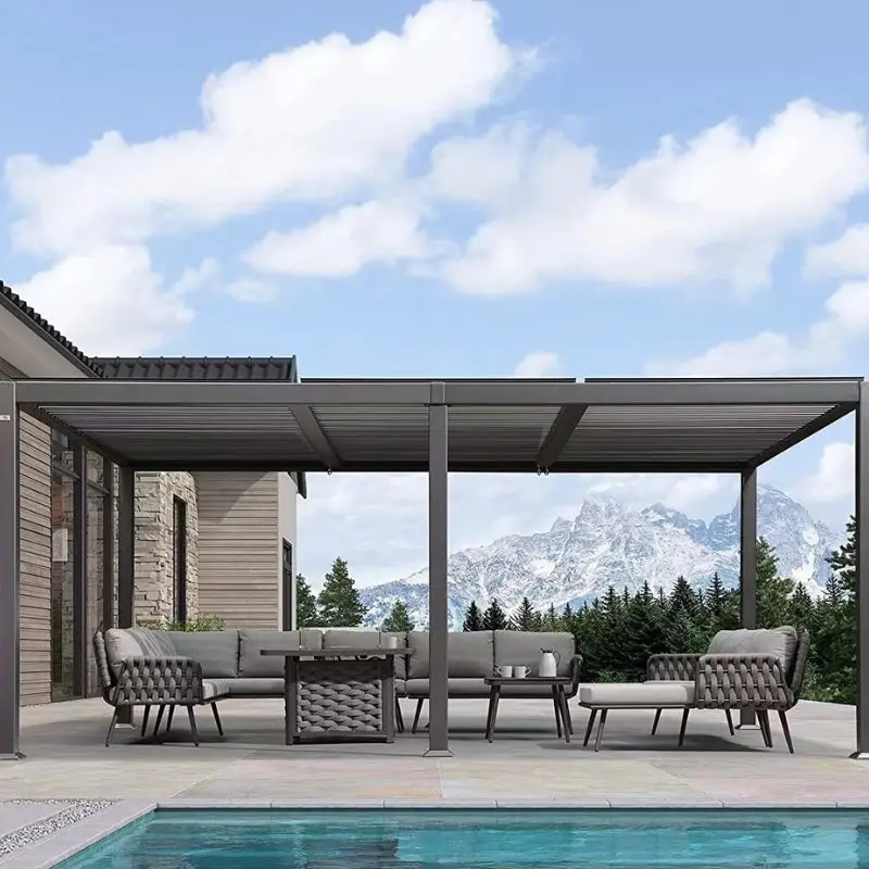 Youya Outdoor Pergola Motorized Aluminum Louver Roof System Gazebo Custom Size European style Luxury Pergola