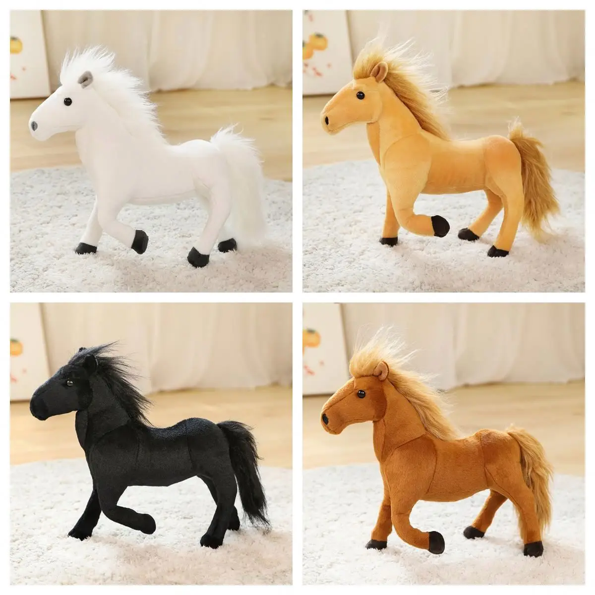 Lifelike Soft Farm Animal Stuffed Plush Horse Toys Home Decor