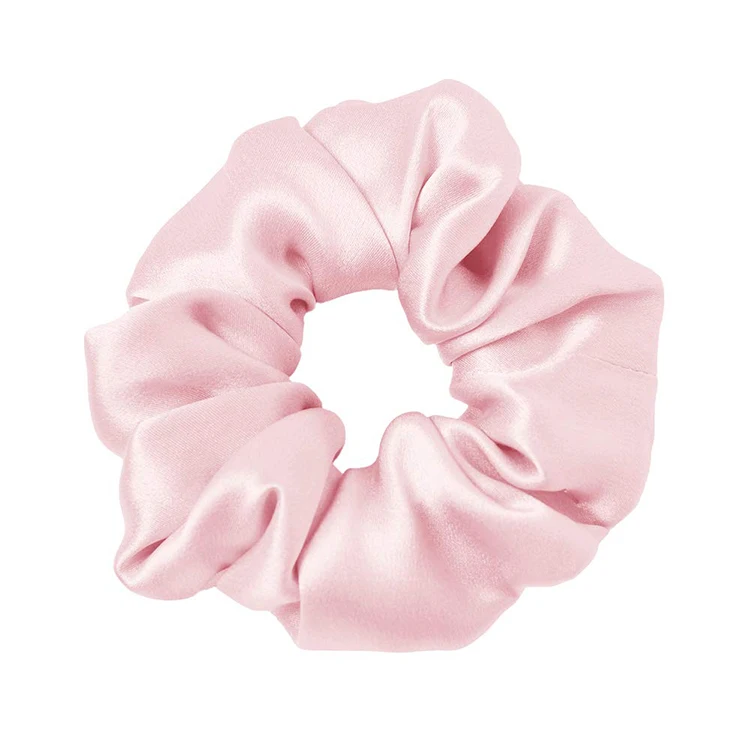 Hot Sale Fashion Band Assorted Colors Elastic Hair Tie Plain  100% Silk Hair Scrunchies