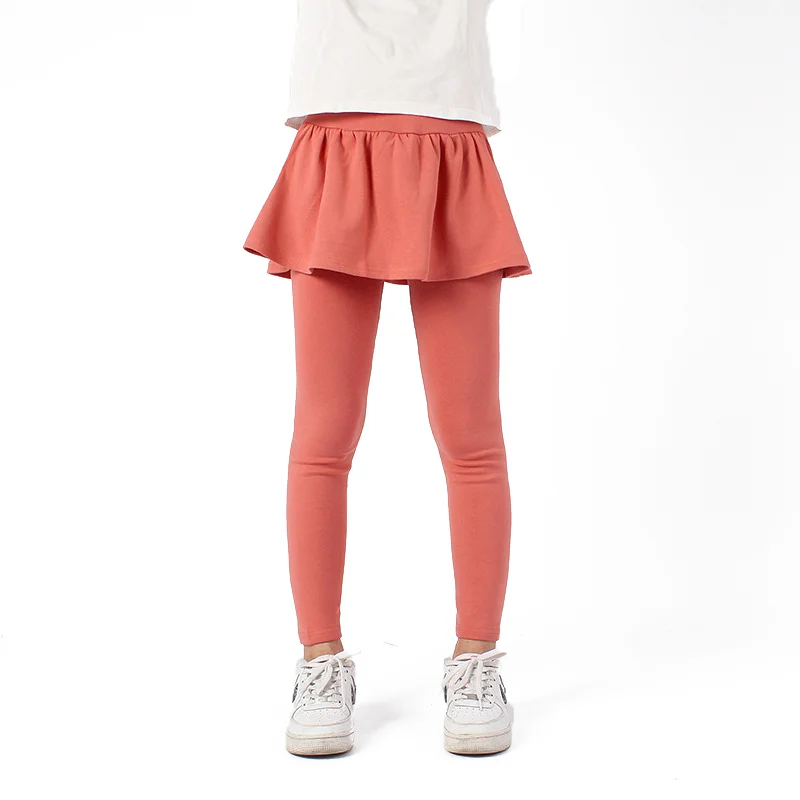 Girls warm suede leggings and ruffled short skirt cute elastic kids fluffy short skirt pants socks leggings customization
